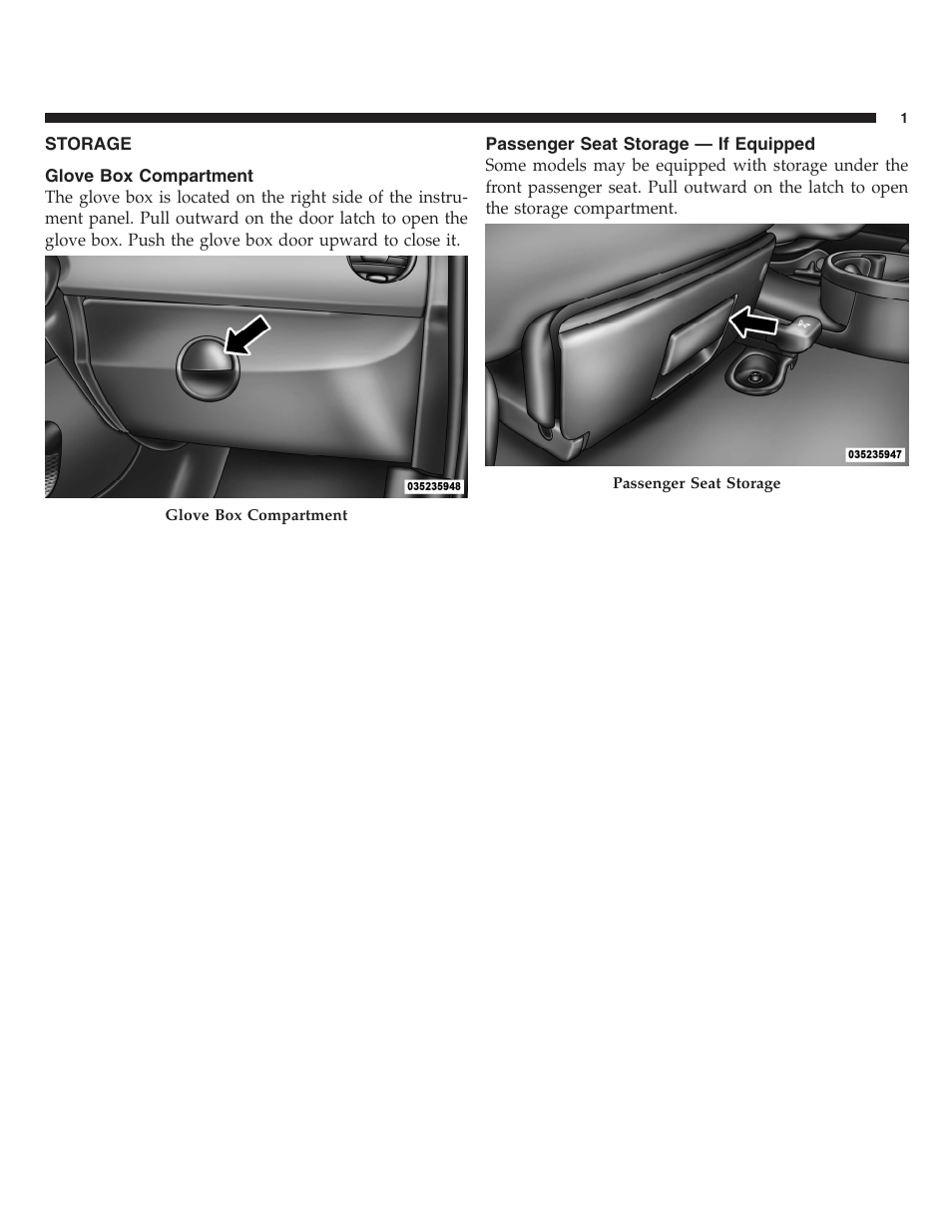 Storage | FIAT 2013 500 User Manual | Page 68 / 206