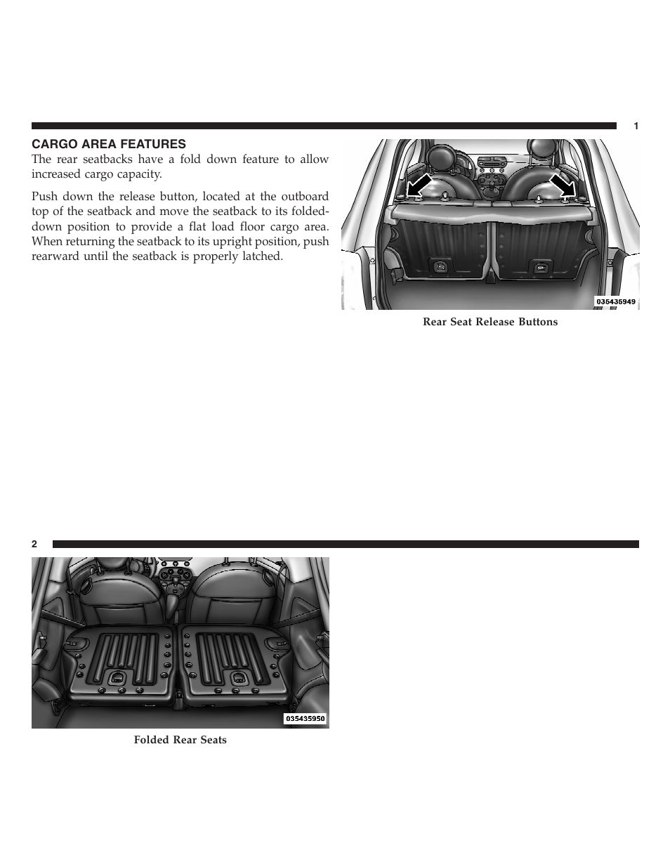 Cargo area features | FIAT 2013 500 User Manual | Page 69 / 206