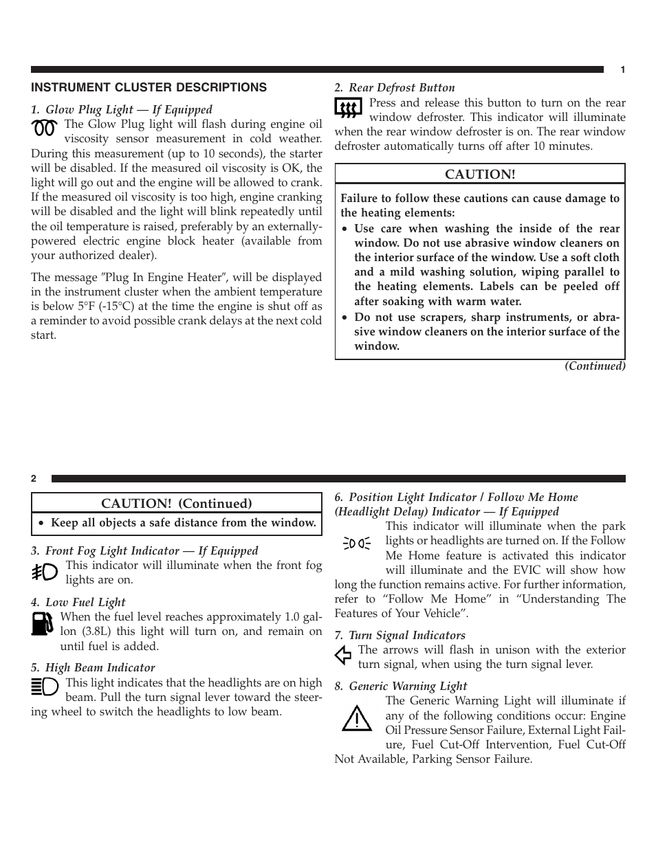 Instrument cluster descriptions | FIAT 2013 500 User Manual | Page 73 / 206