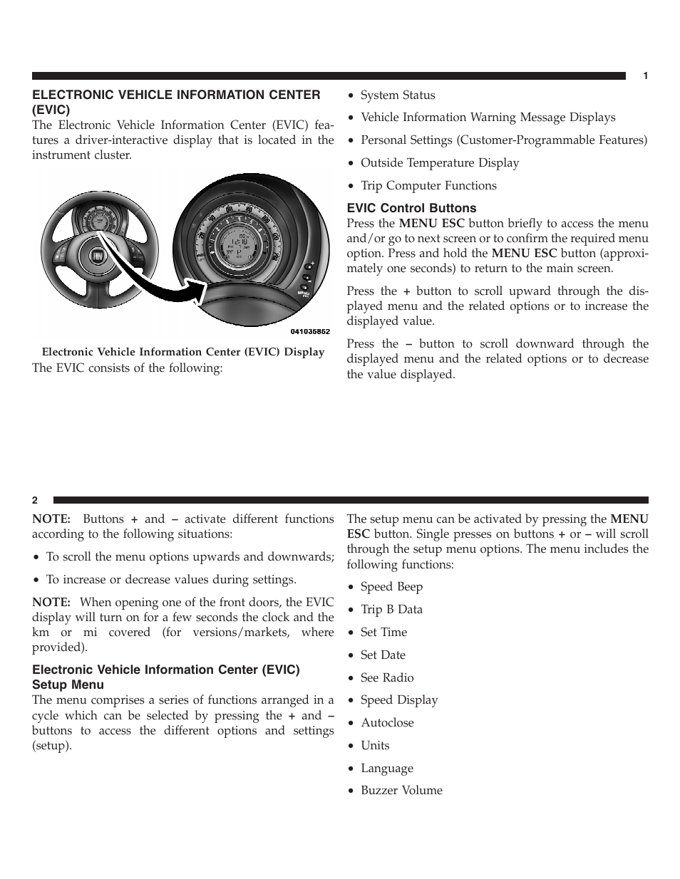 Electronic vehicle information center (evic) | FIAT 2013 500 User Manual | Page 79 / 206