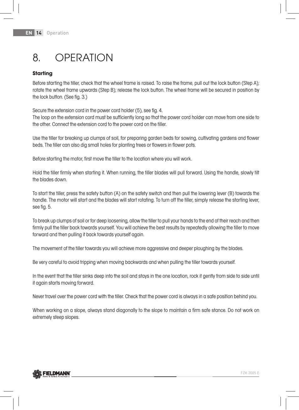 Operation | Fieldmann FZK 2005-E User Manual | Page 14 / 84