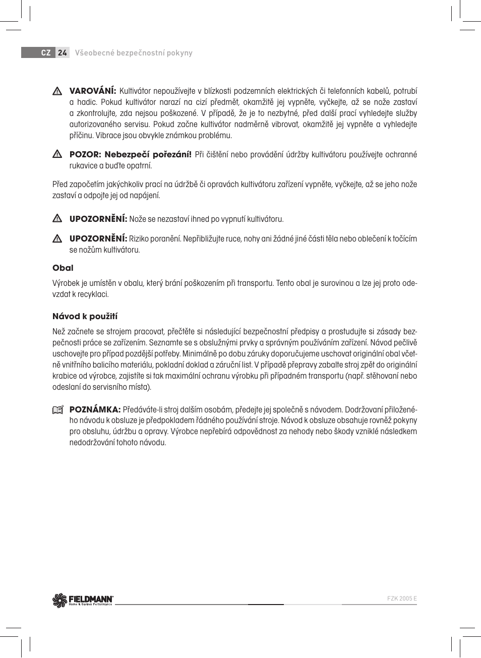 Fieldmann FZK 2005-E User Manual | Page 24 / 84