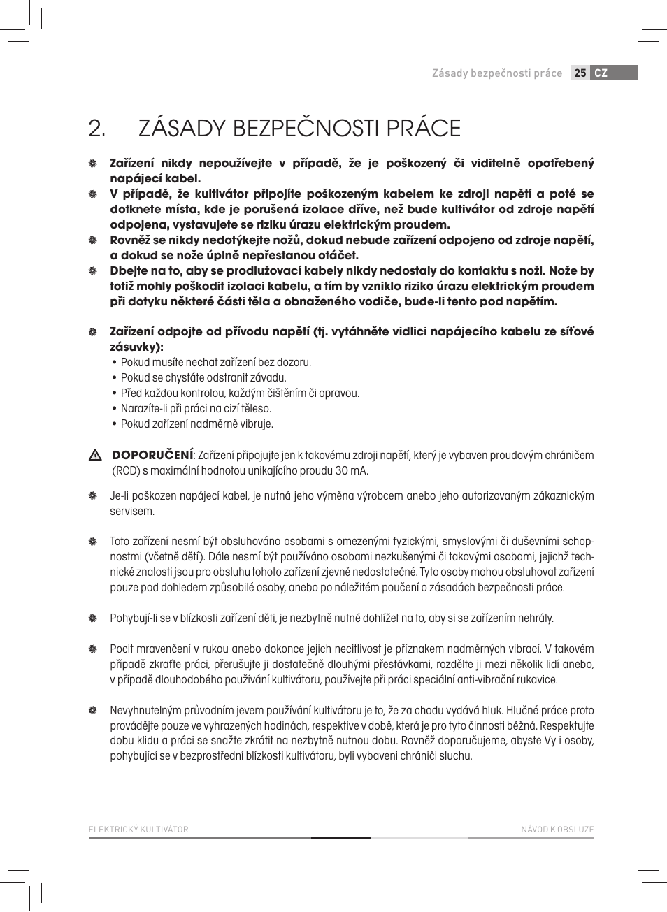 Zásady bezpečnosti práce | Fieldmann FZK 2005-E User Manual | Page 25 / 84