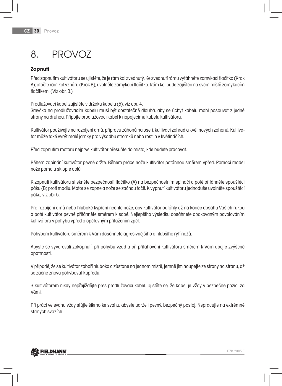 Provoz | Fieldmann FZK 2005-E User Manual | Page 30 / 84
