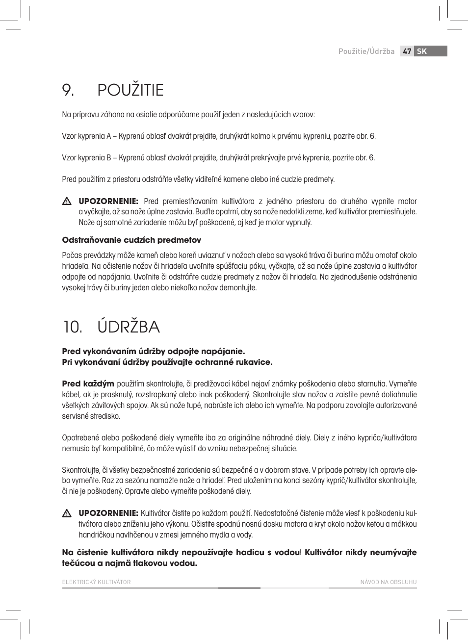 Použitie, Údržba | Fieldmann FZK 2005-E User Manual | Page 47 / 84