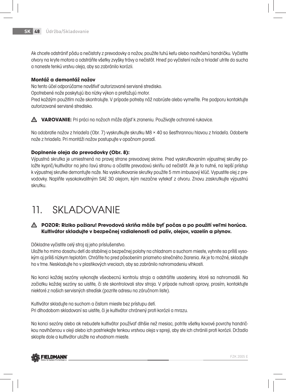 Skladovanie | Fieldmann FZK 2005-E User Manual | Page 48 / 84