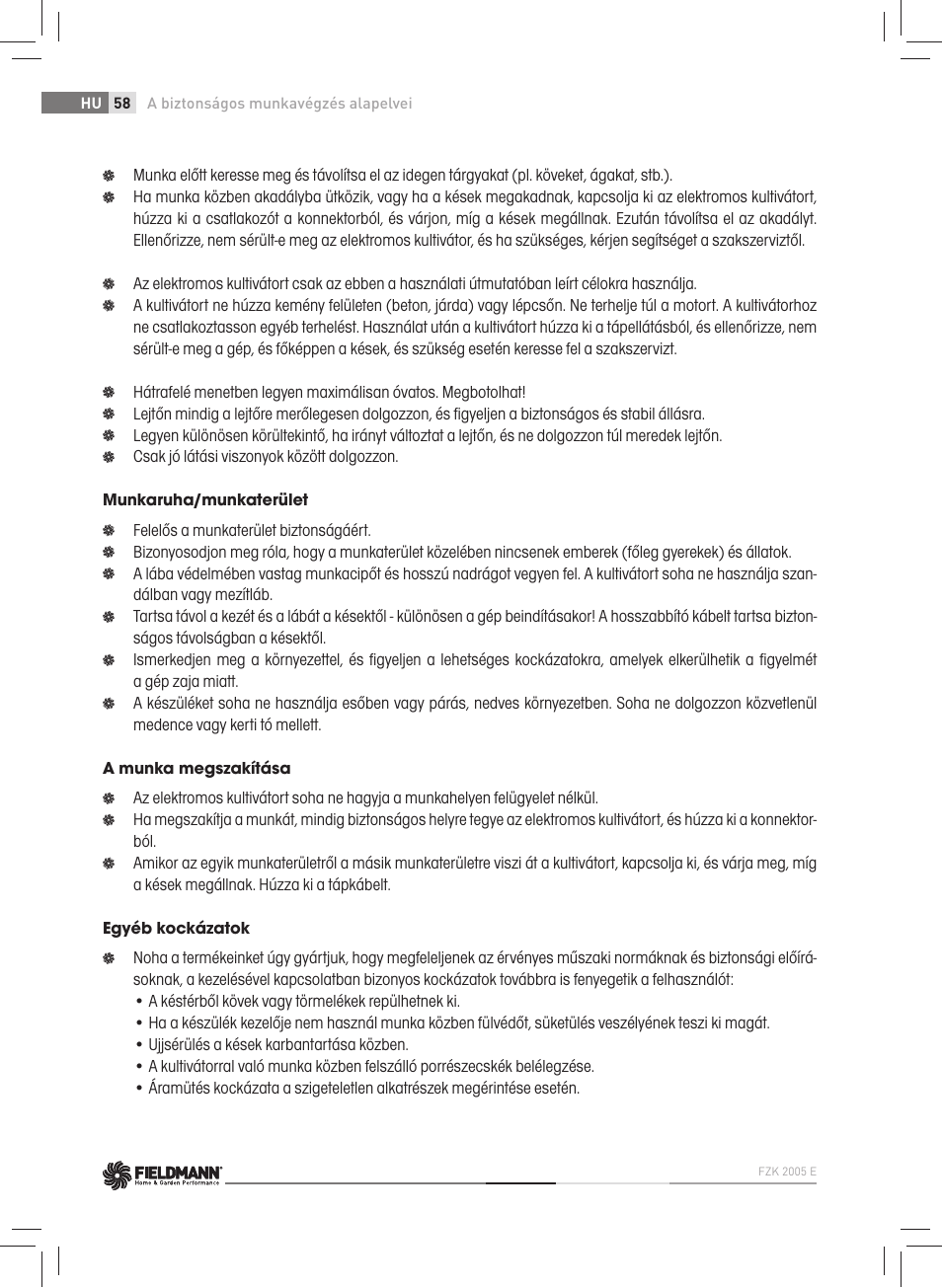 Fieldmann FZK 2005-E User Manual | Page 58 / 84