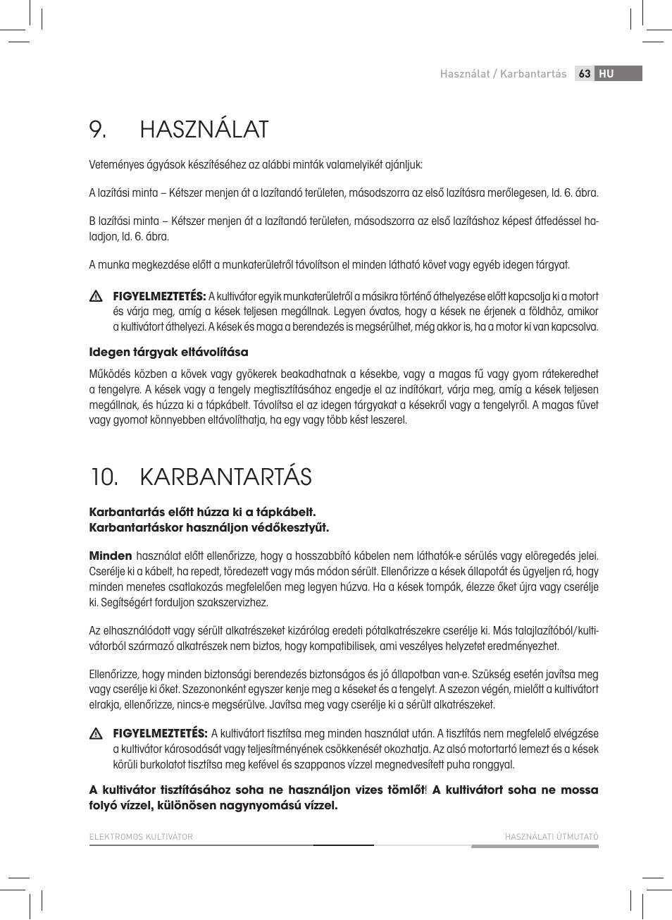 Használat, Karbantartás | Fieldmann FZK 2005-E User Manual | Page 63 / 84