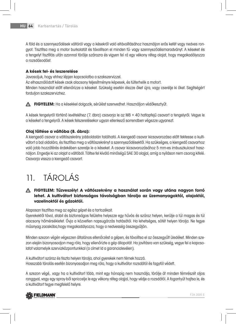 Tárolás | Fieldmann FZK 2005-E User Manual | Page 64 / 84