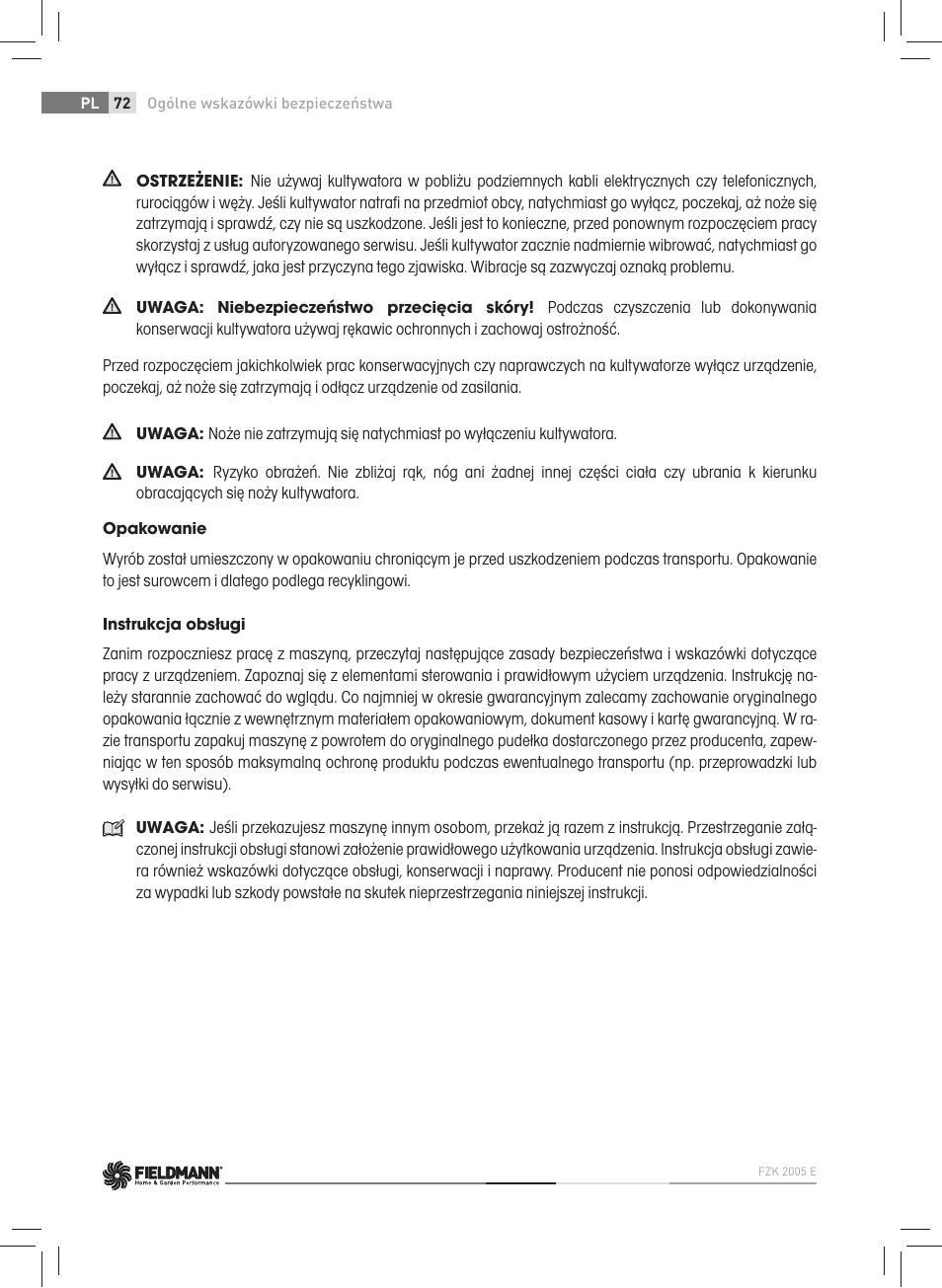 Fieldmann FZK 2005-E User Manual | Page 72 / 84