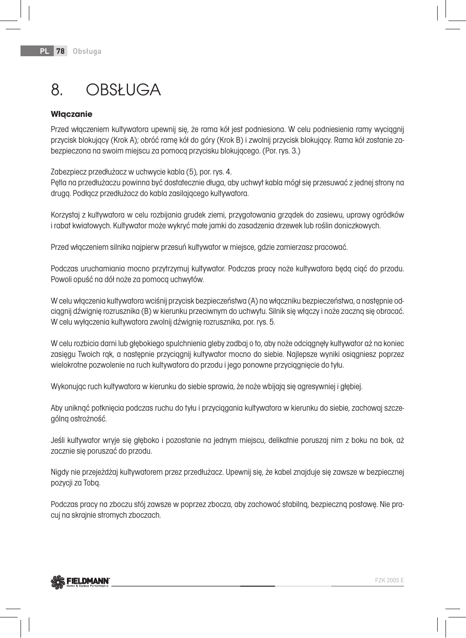 Obsługa | Fieldmann FZK 2005-E User Manual | Page 78 / 84