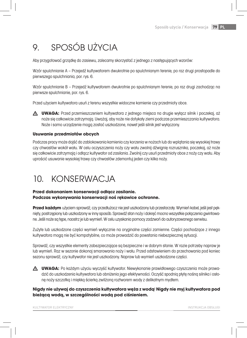 Sposób użycia, Konserwacja | Fieldmann FZK 2005-E User Manual | Page 79 / 84