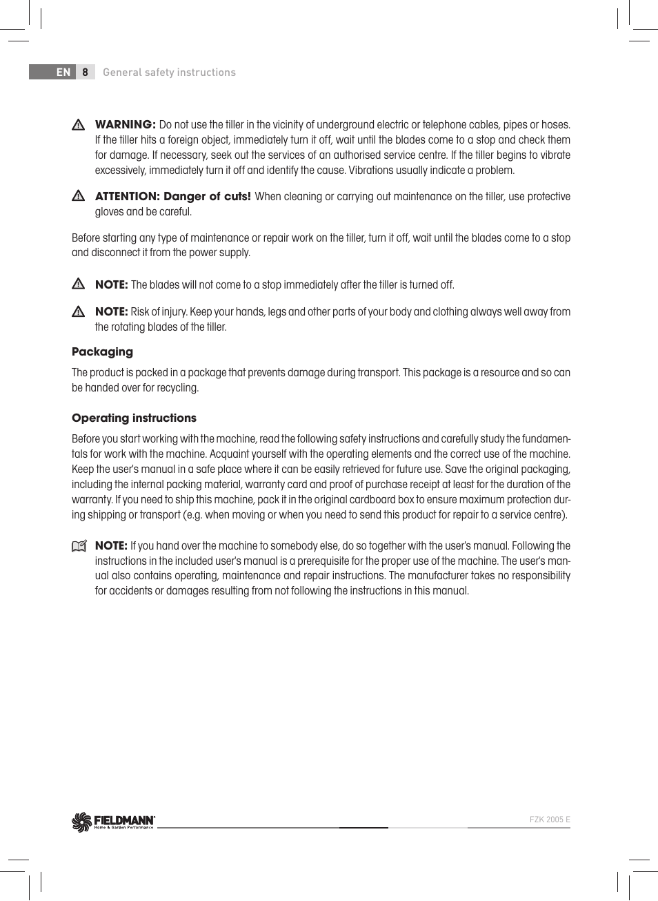 Fieldmann FZK 2005-E User Manual | Page 8 / 84