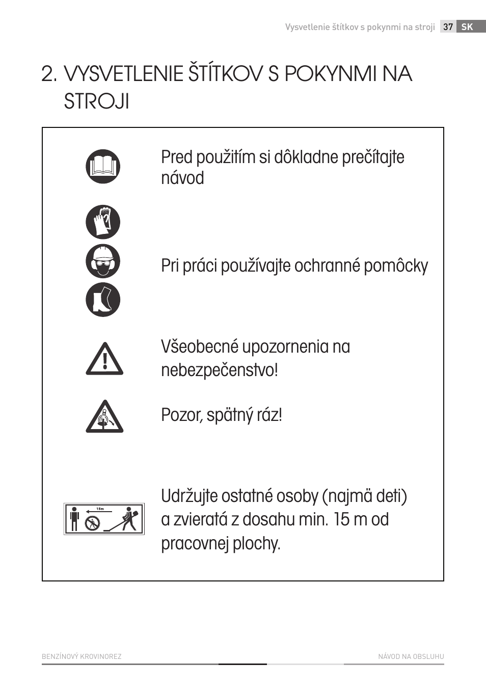 Vysvetlenie štítkov s pokynmi na stroji | Fieldmann FZS 4003 B User Manual | Page 37 / 66