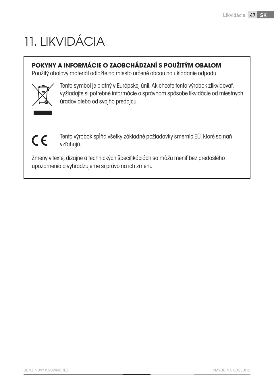 Likvidácia | Fieldmann FZS 4003 B User Manual | Page 47 / 66