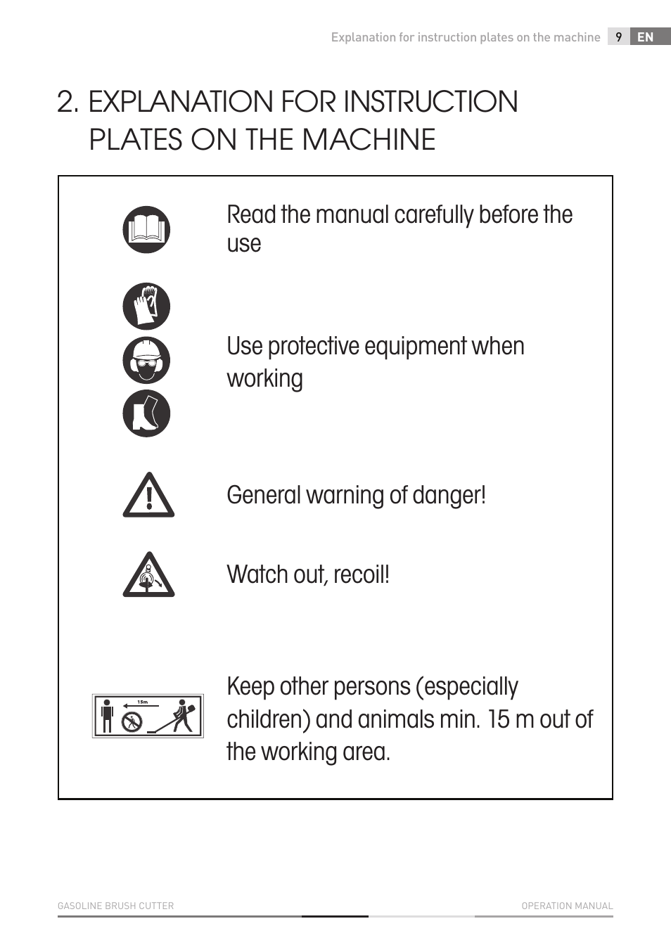 Explanation for instruction plates on the machine | Fieldmann FZS 4003 B User Manual | Page 9 / 66