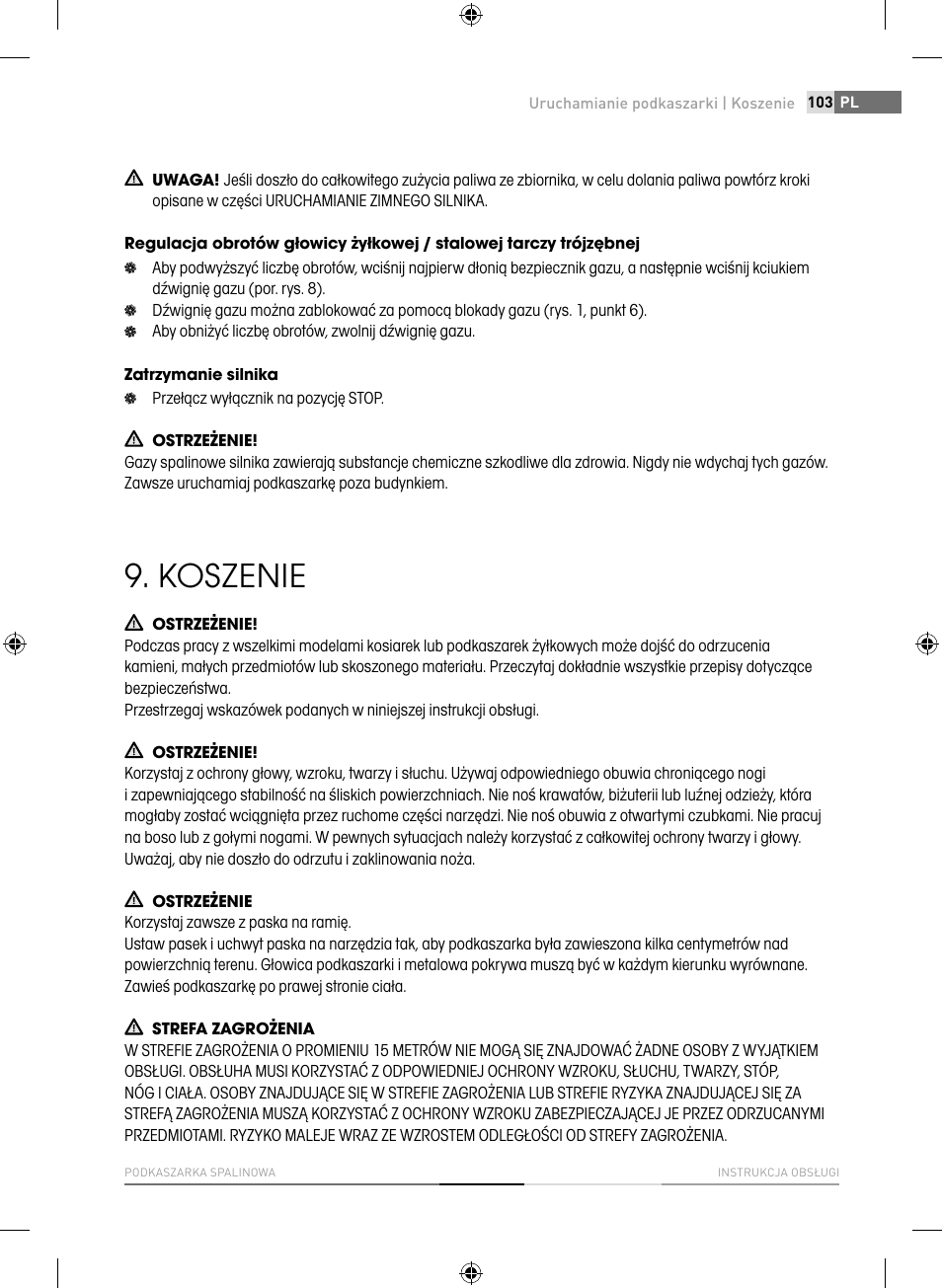 Koszenie | Fieldmann FZS 3020-B User Manual | Page 103 / 144