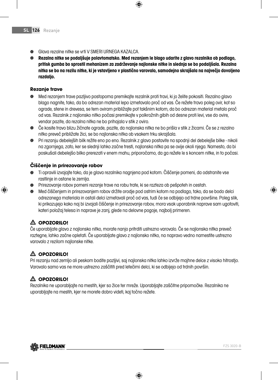 Fieldmann FZS 3020-B User Manual | Page 126 / 144