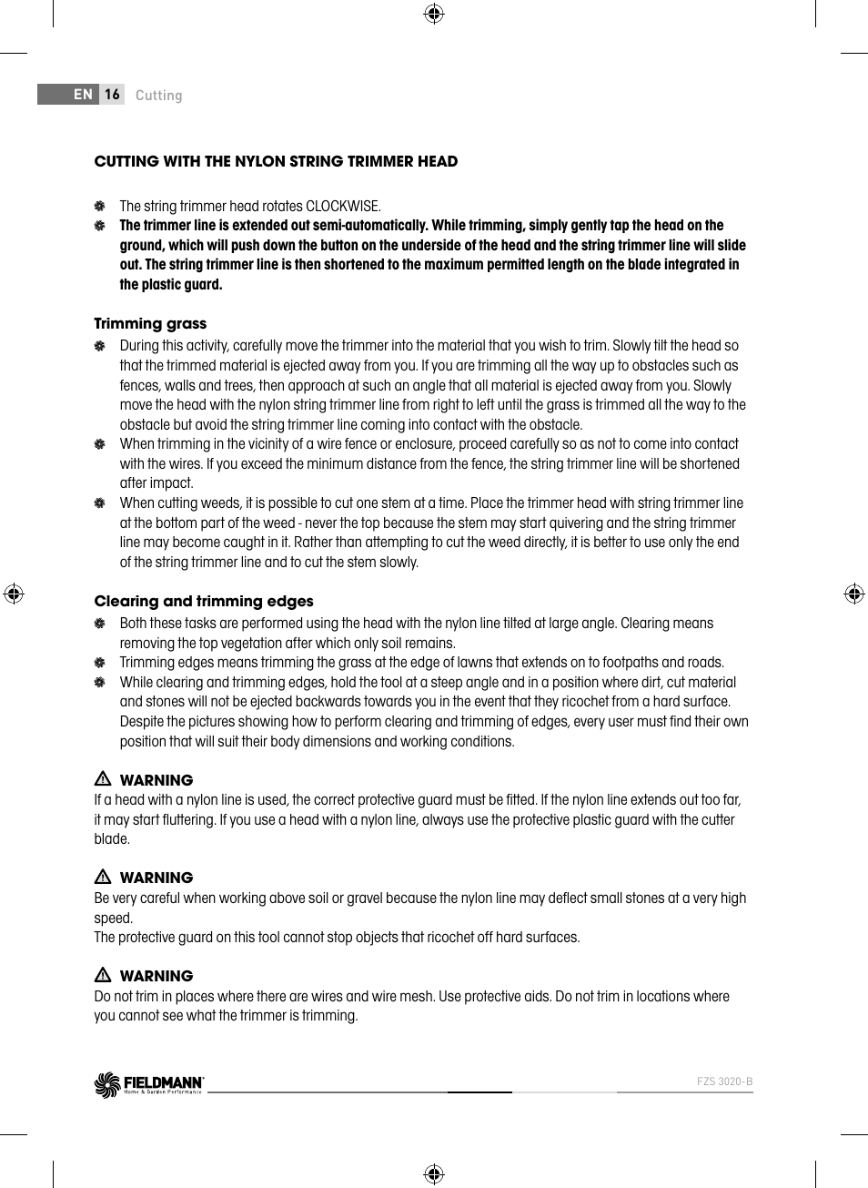 Fieldmann FZS 3020-B User Manual | Page 16 / 144