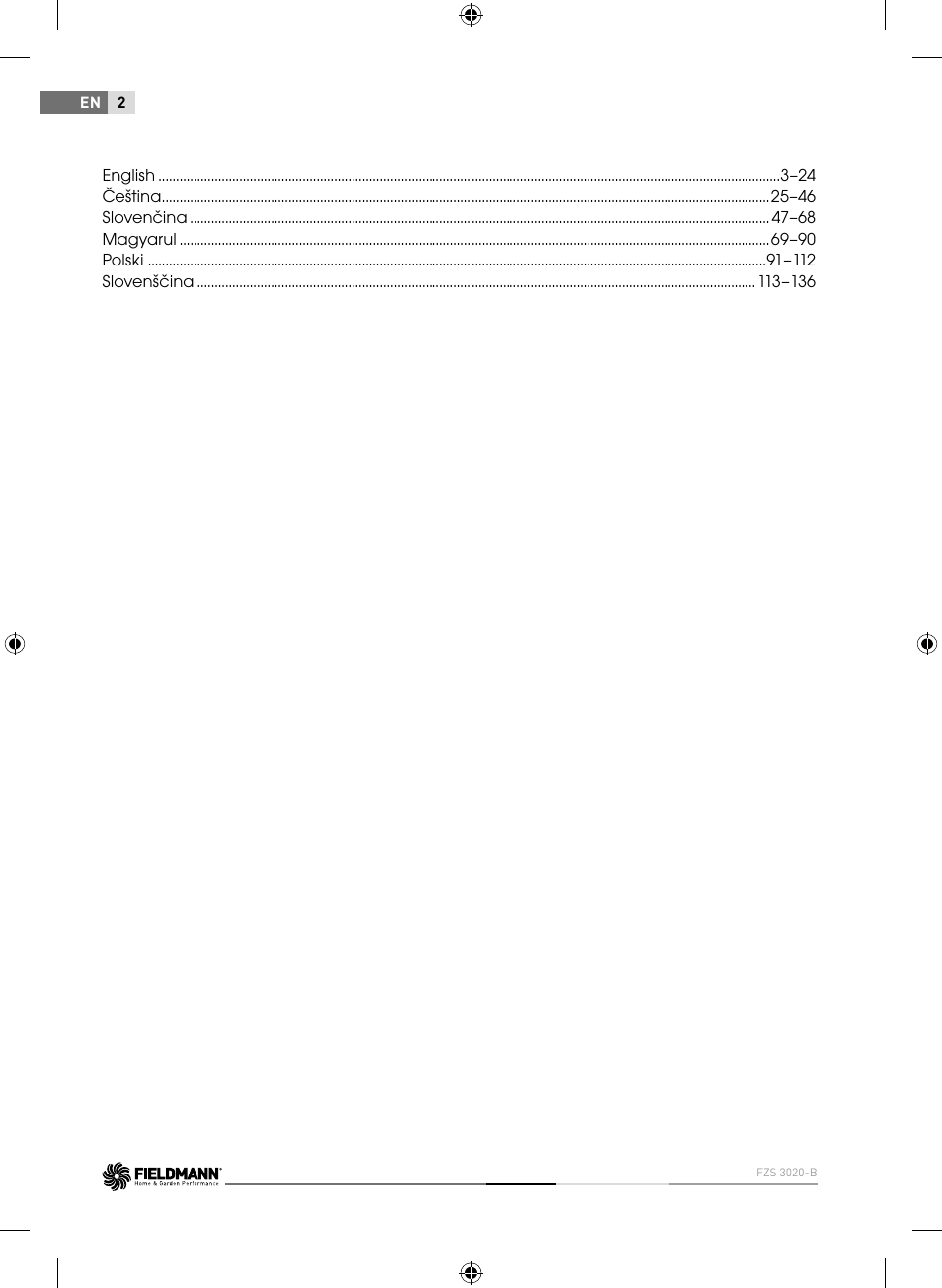 Fieldmann FZS 3020-B User Manual | Page 2 / 144