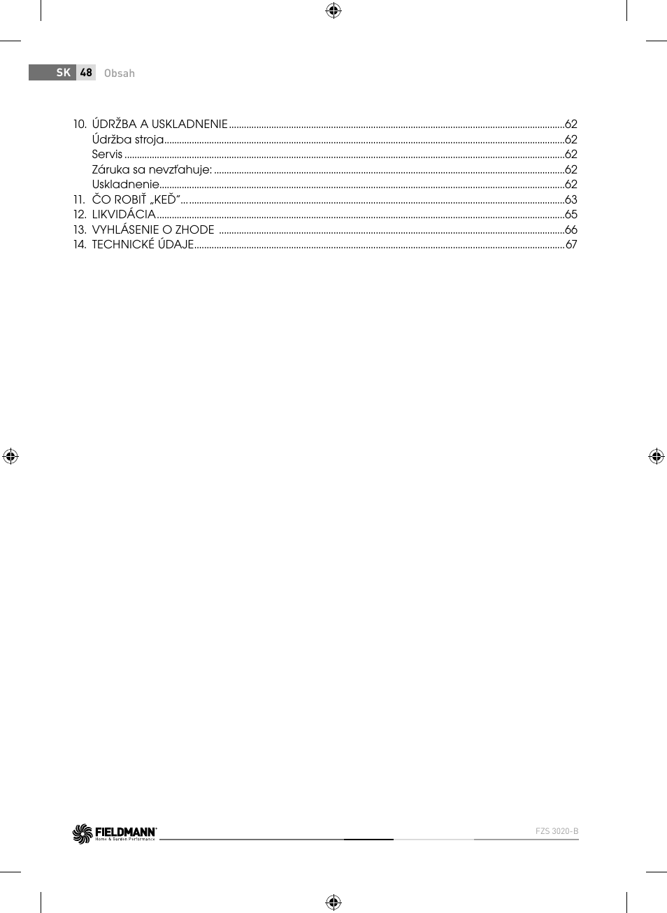 Fieldmann FZS 3020-B User Manual | Page 48 / 144