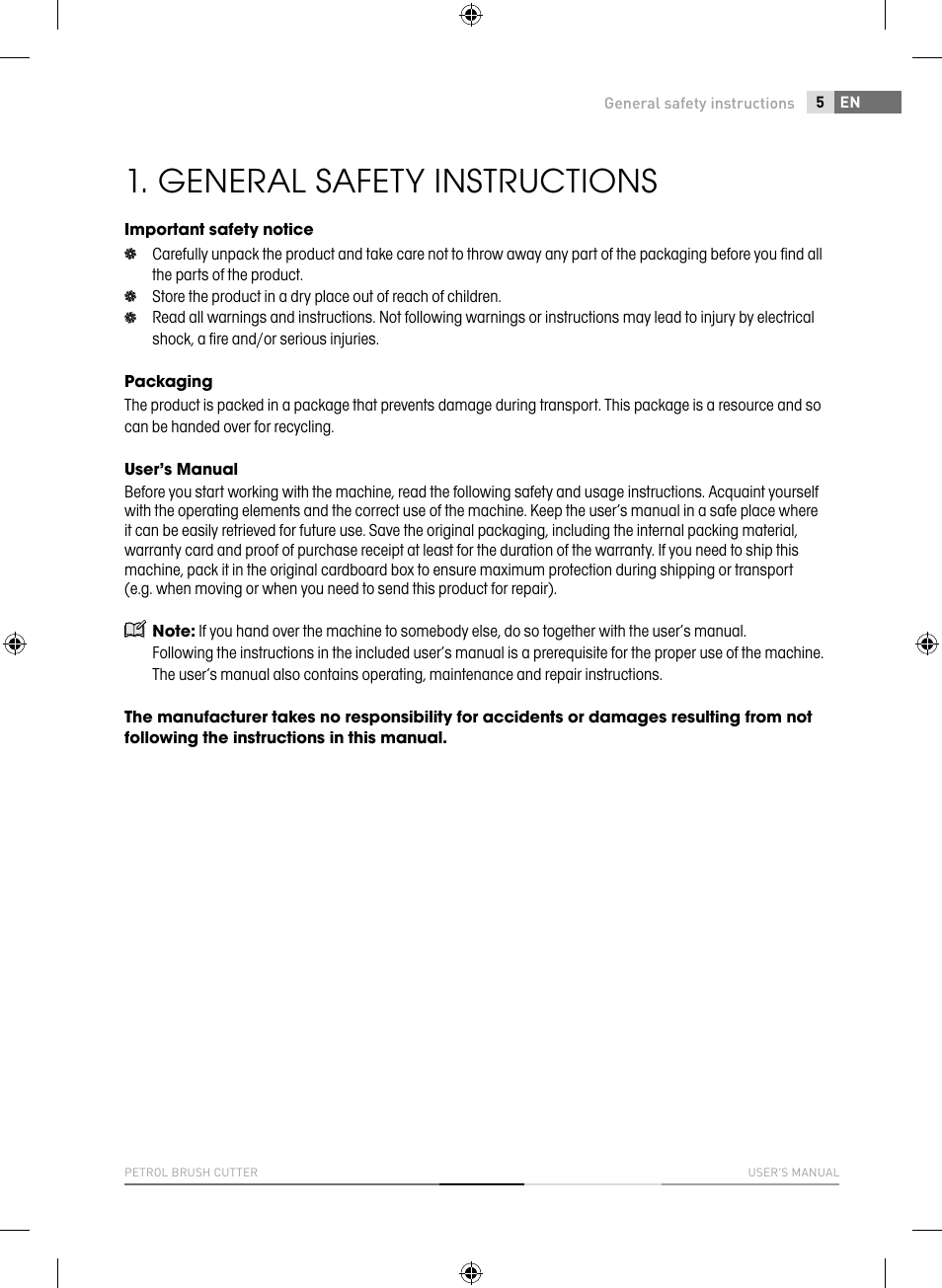 General safety instructions | Fieldmann FZS 3020-B User Manual | Page 5 / 144