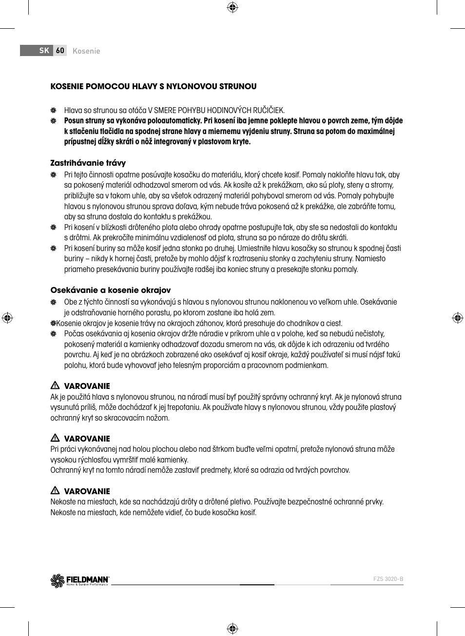 Fieldmann FZS 3020-B User Manual | Page 60 / 144