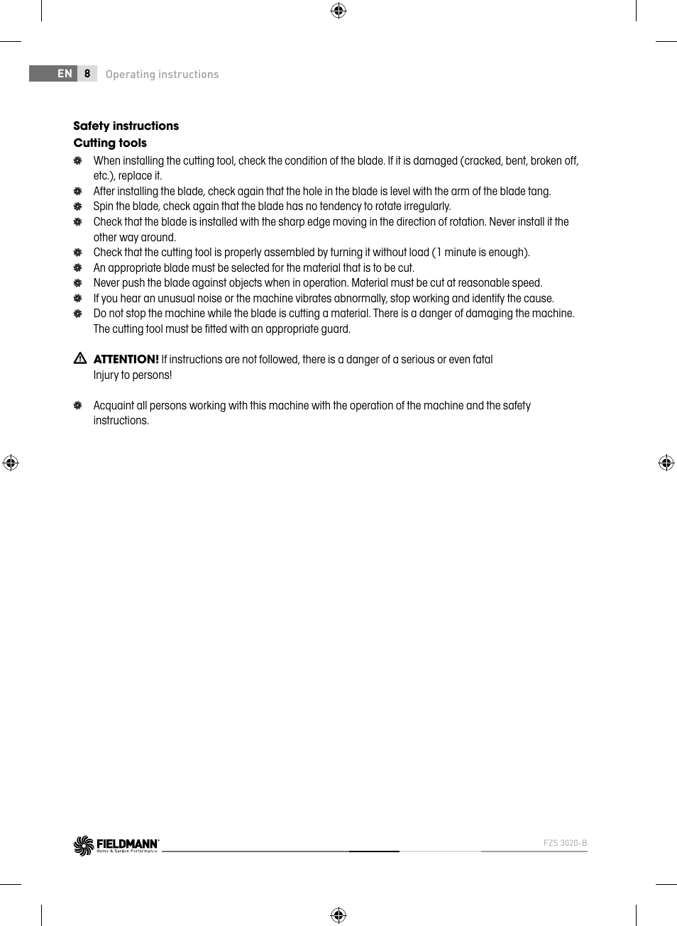 Fieldmann FZS 3020-B User Manual | Page 8 / 144