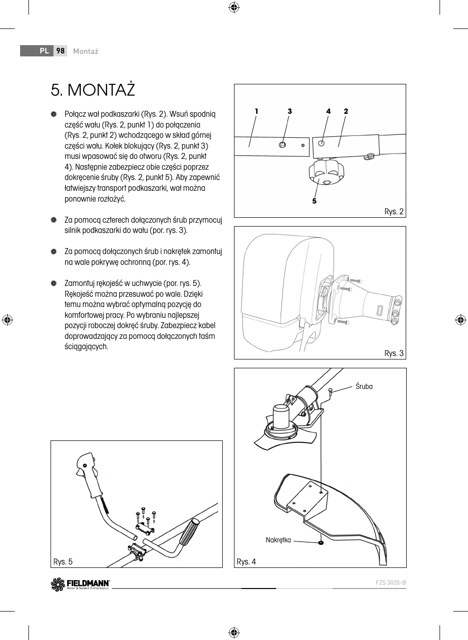 Montaż | Fieldmann FZS 3020-B User Manual | Page 98 / 144