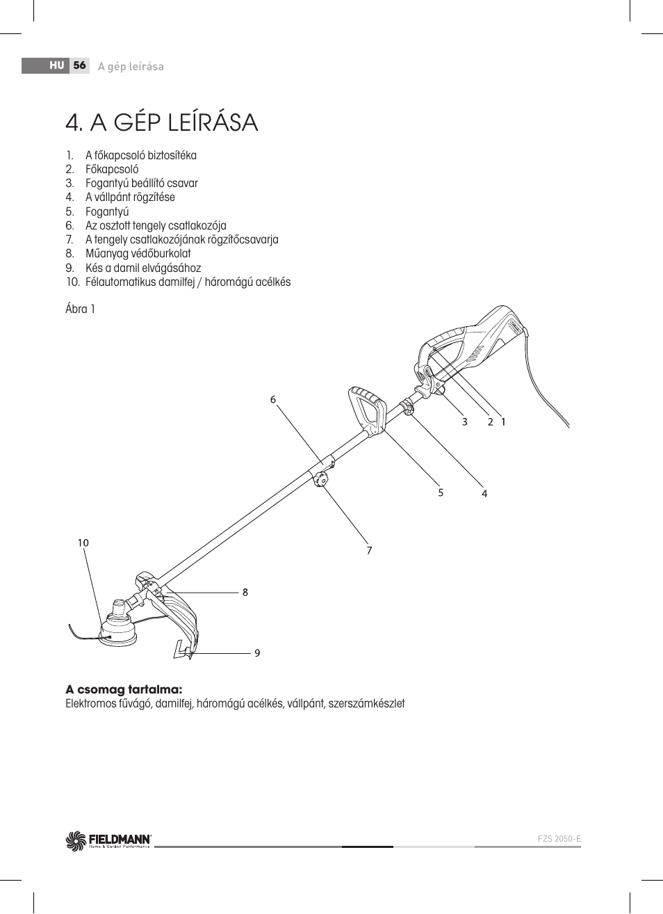 A gép leírása | Fieldmann FZS 2050-E User Manual | Page 56 / 108