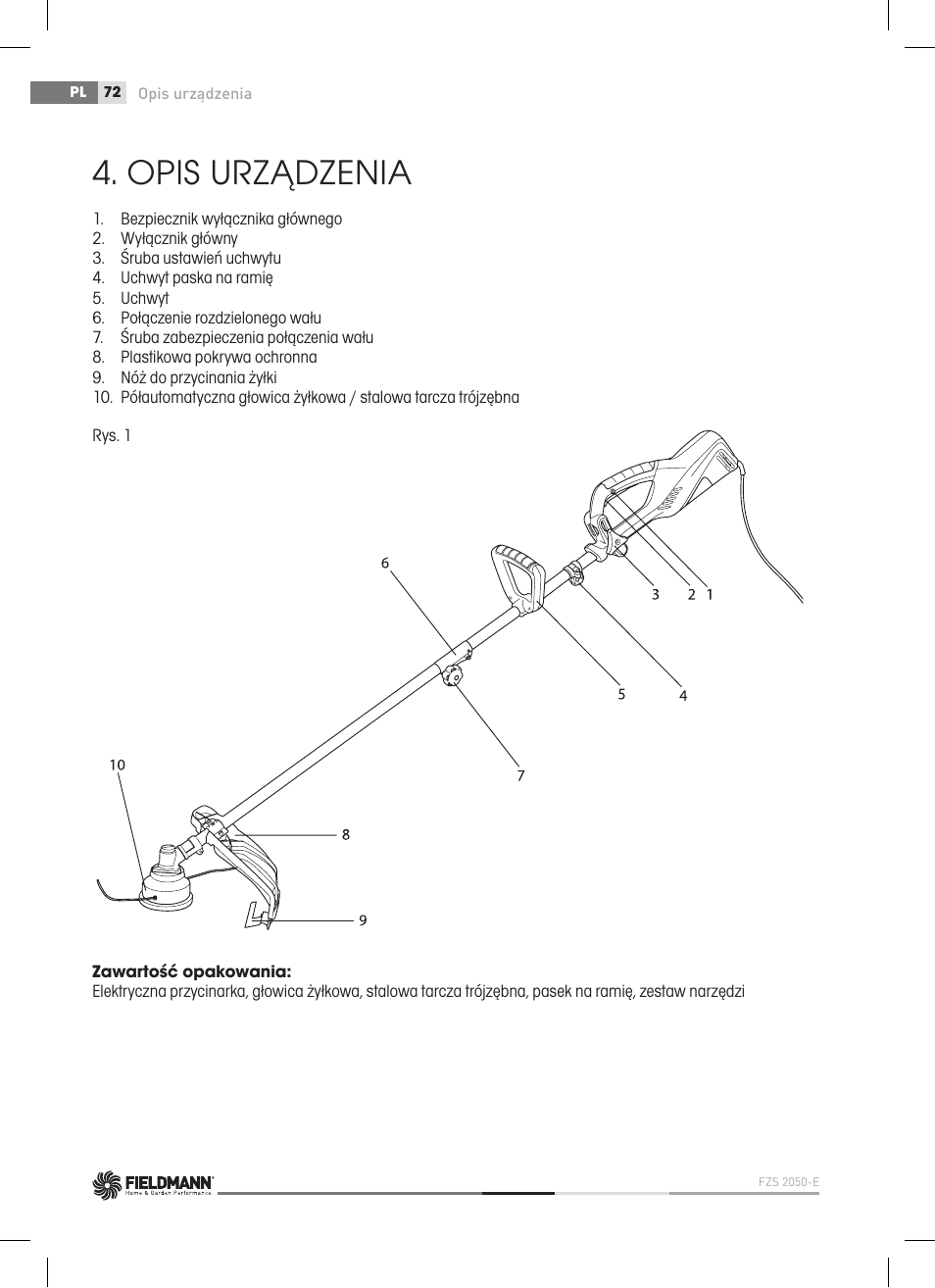 Opis urządzenia | Fieldmann FZS 2050-E User Manual | Page 72 / 108