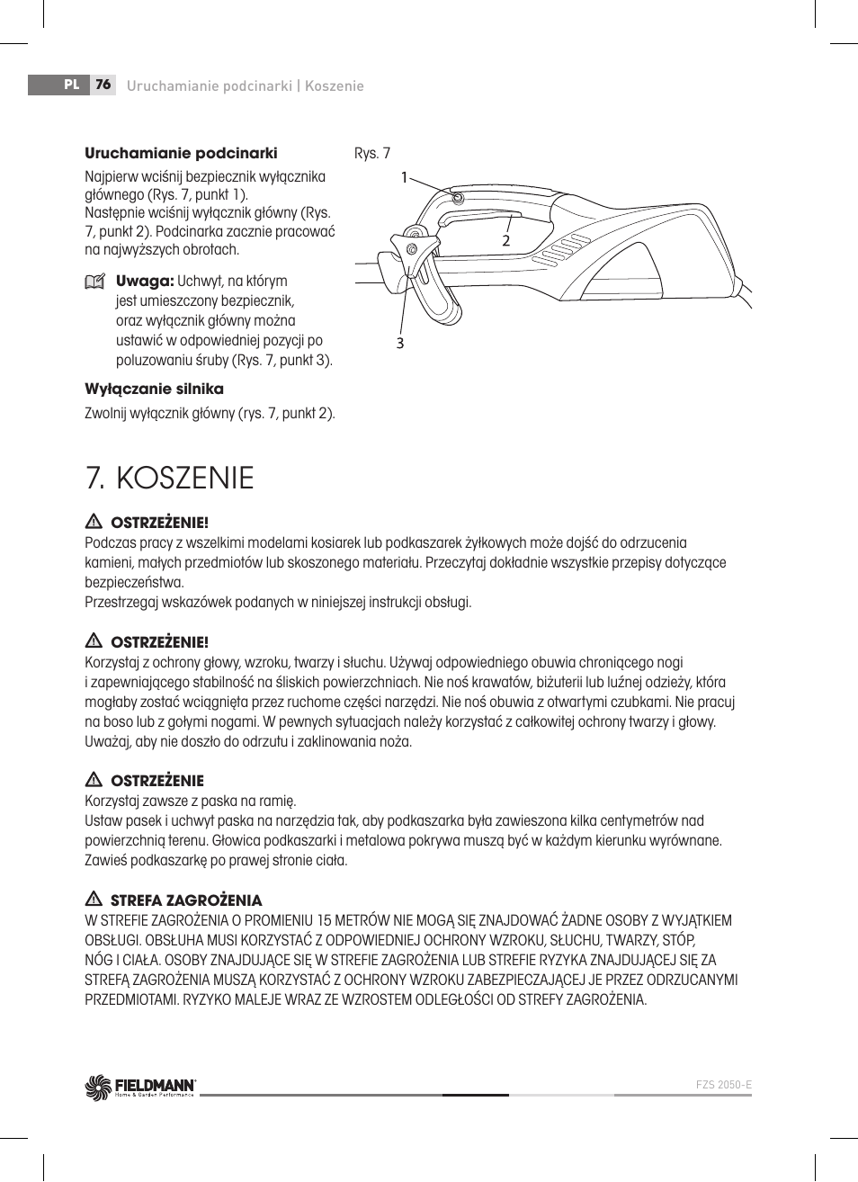 Koszenie | Fieldmann FZS 2050-E User Manual | Page 76 / 108