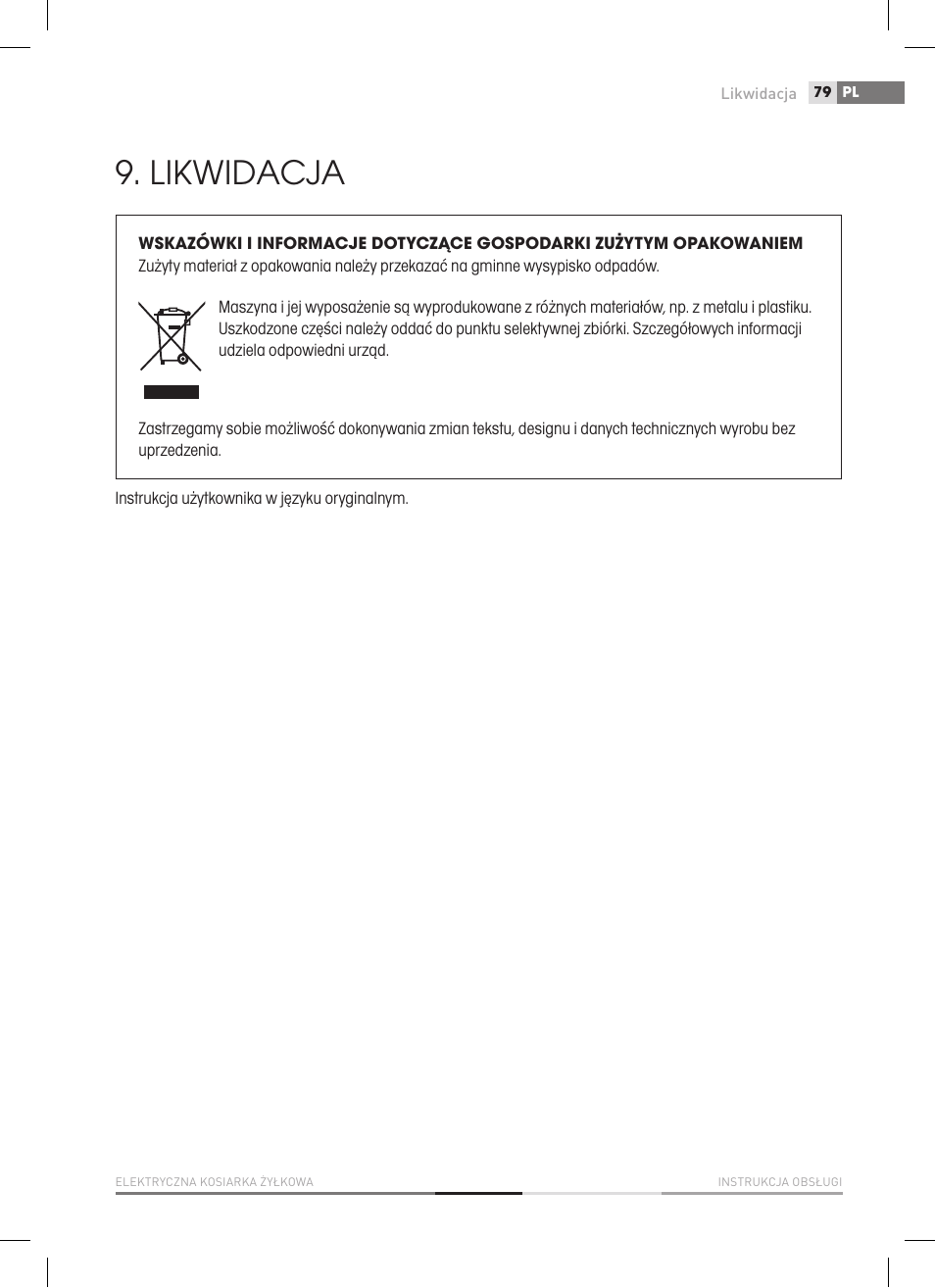 Likwidacja | Fieldmann FZS 2050-E User Manual | Page 79 / 108