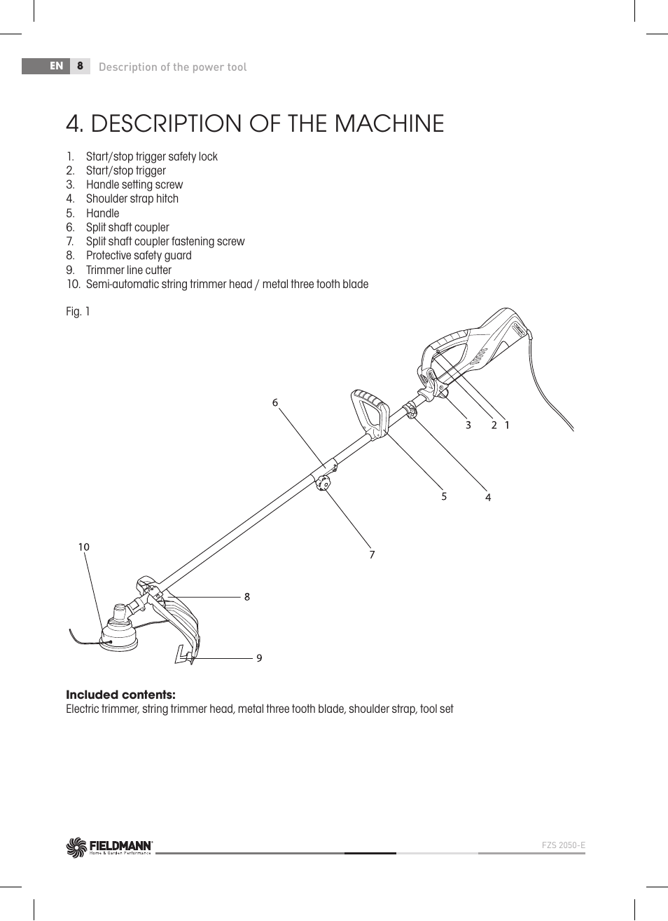 Description of the machine | Fieldmann FZS 2050-E User Manual | Page 8 / 108