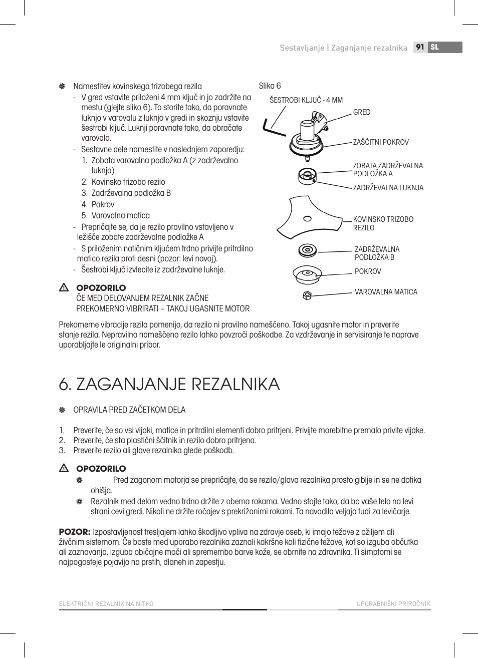 Zaganjanje rezalnika | Fieldmann FZS 2050-E User Manual | Page 91 / 108