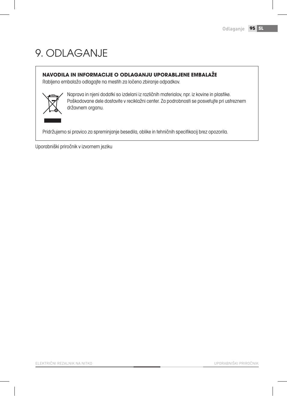 Odlaganje | Fieldmann FZS 2050-E User Manual | Page 95 / 108