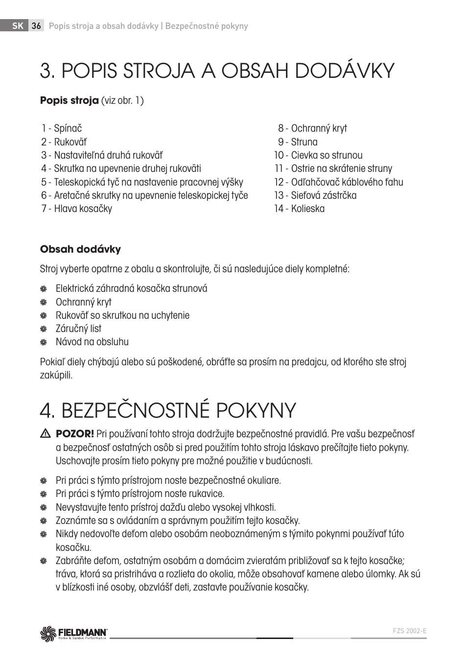 Fieldmann FZS 2002-E User Manual | Page 36 / 82
