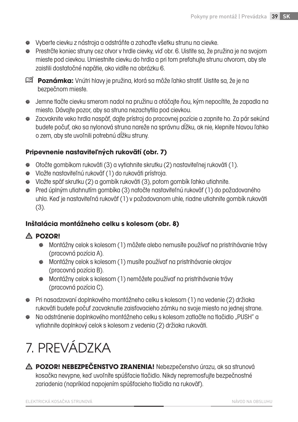 Prevádzka | Fieldmann FZS 2002-E User Manual | Page 39 / 82