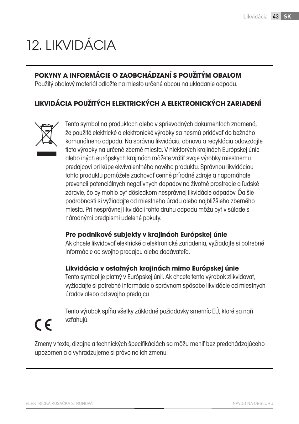 Likvidácia | Fieldmann FZS 2002-E User Manual | Page 43 / 82