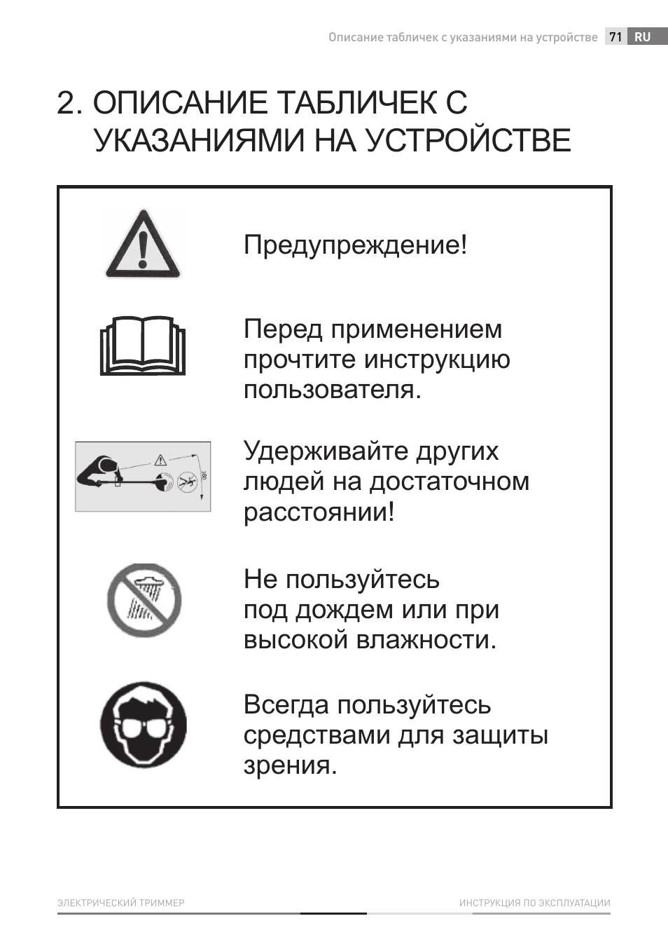Описание табличек с указаниями на устройстве | Fieldmann FZS 2002-E User Manual | Page 71 / 82