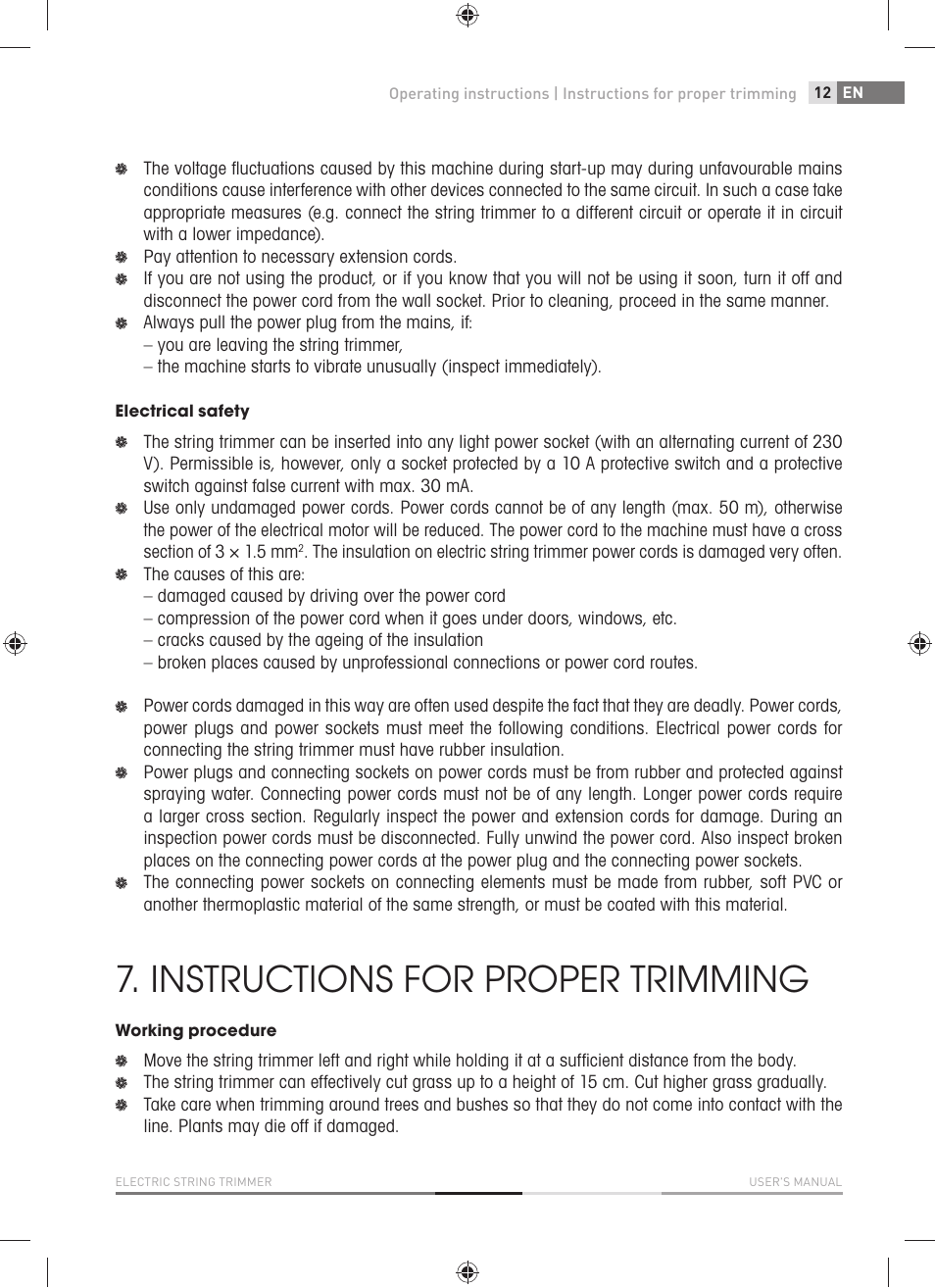 Instructions for proper trimming | Fieldmann FZS 2001-E User Manual | Page 13 / 96