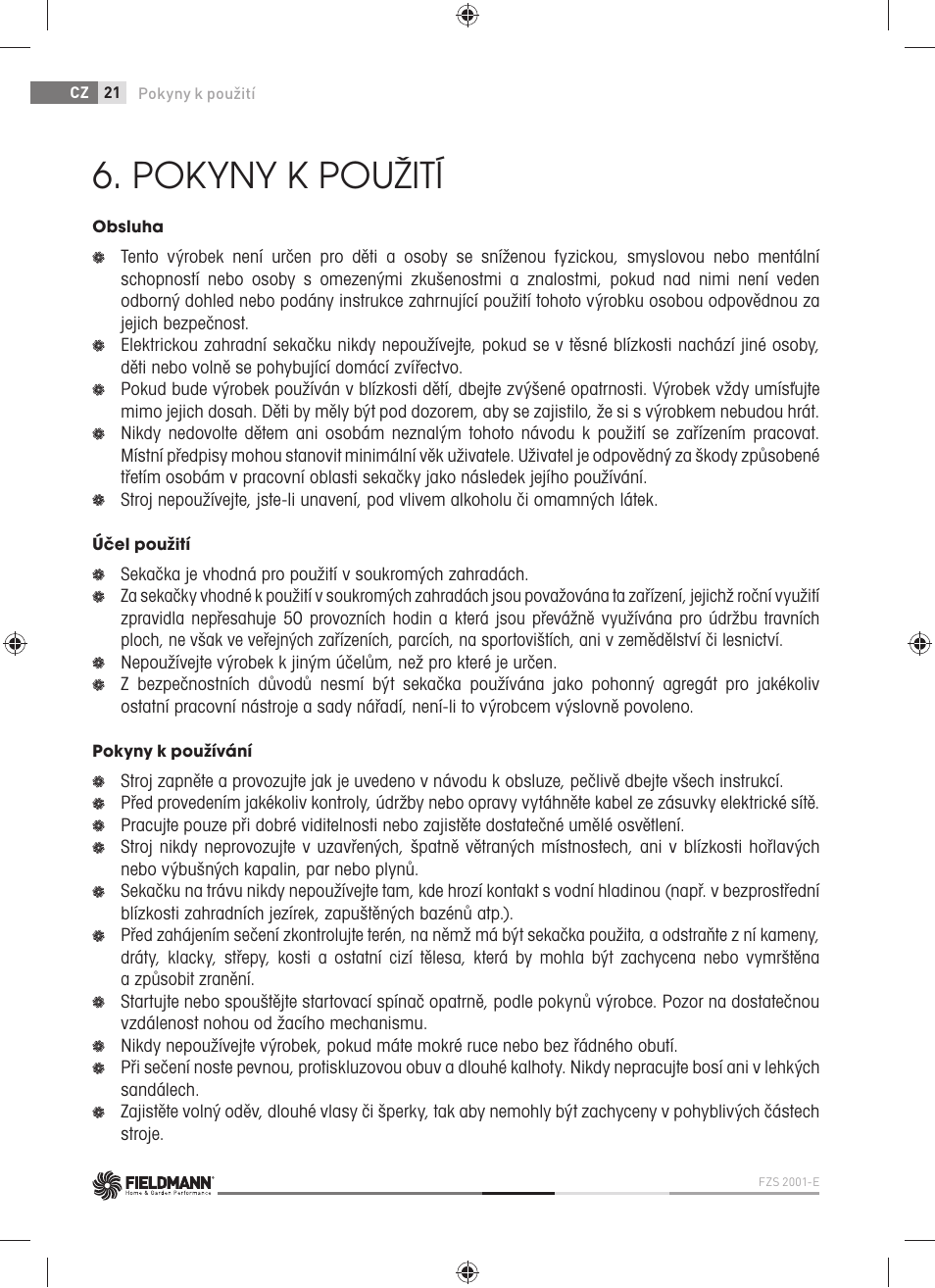 Pokyny k použití | Fieldmann FZS 2001-E User Manual | Page 22 / 96