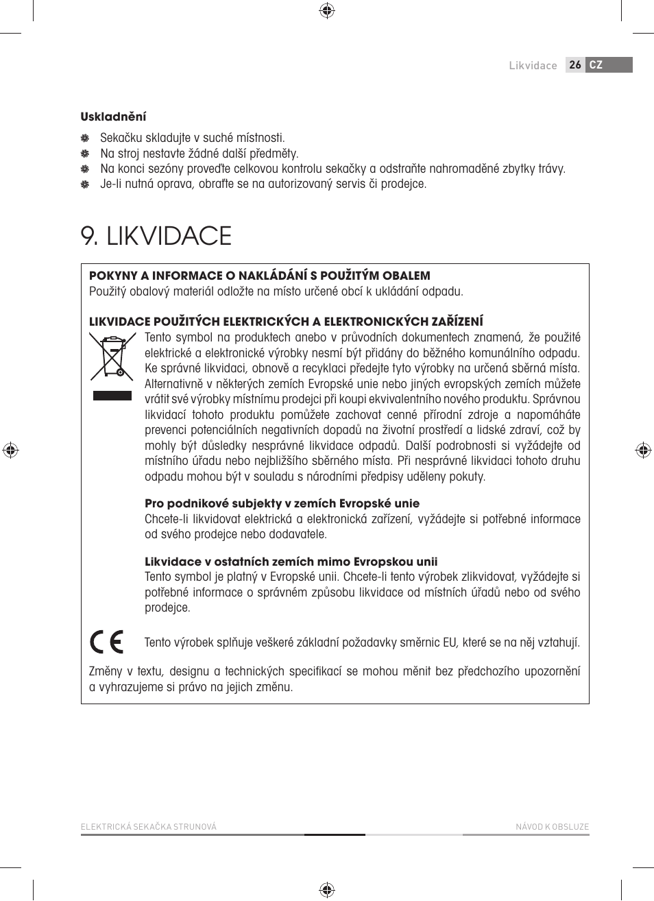 Likvidace | Fieldmann FZS 2001-E User Manual | Page 27 / 96