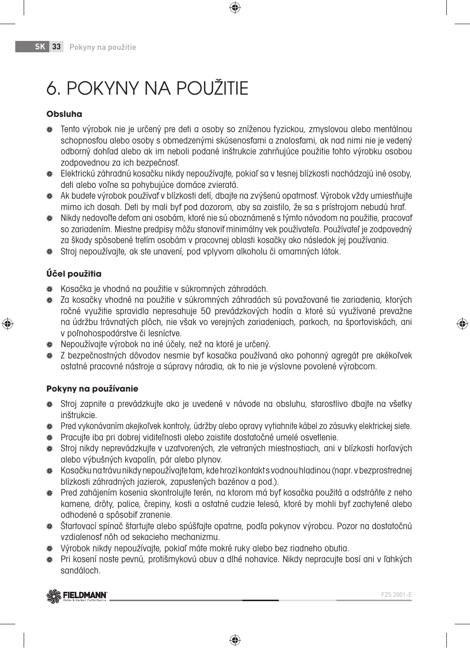 Pokyny na použitie | Fieldmann FZS 2001-E User Manual | Page 34 / 96