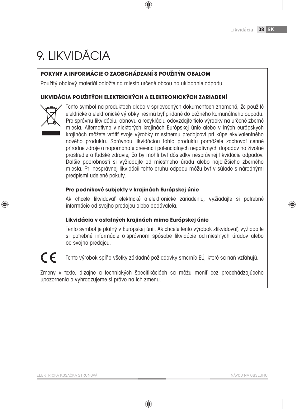 Likvidácia | Fieldmann FZS 2001-E User Manual | Page 39 / 96
