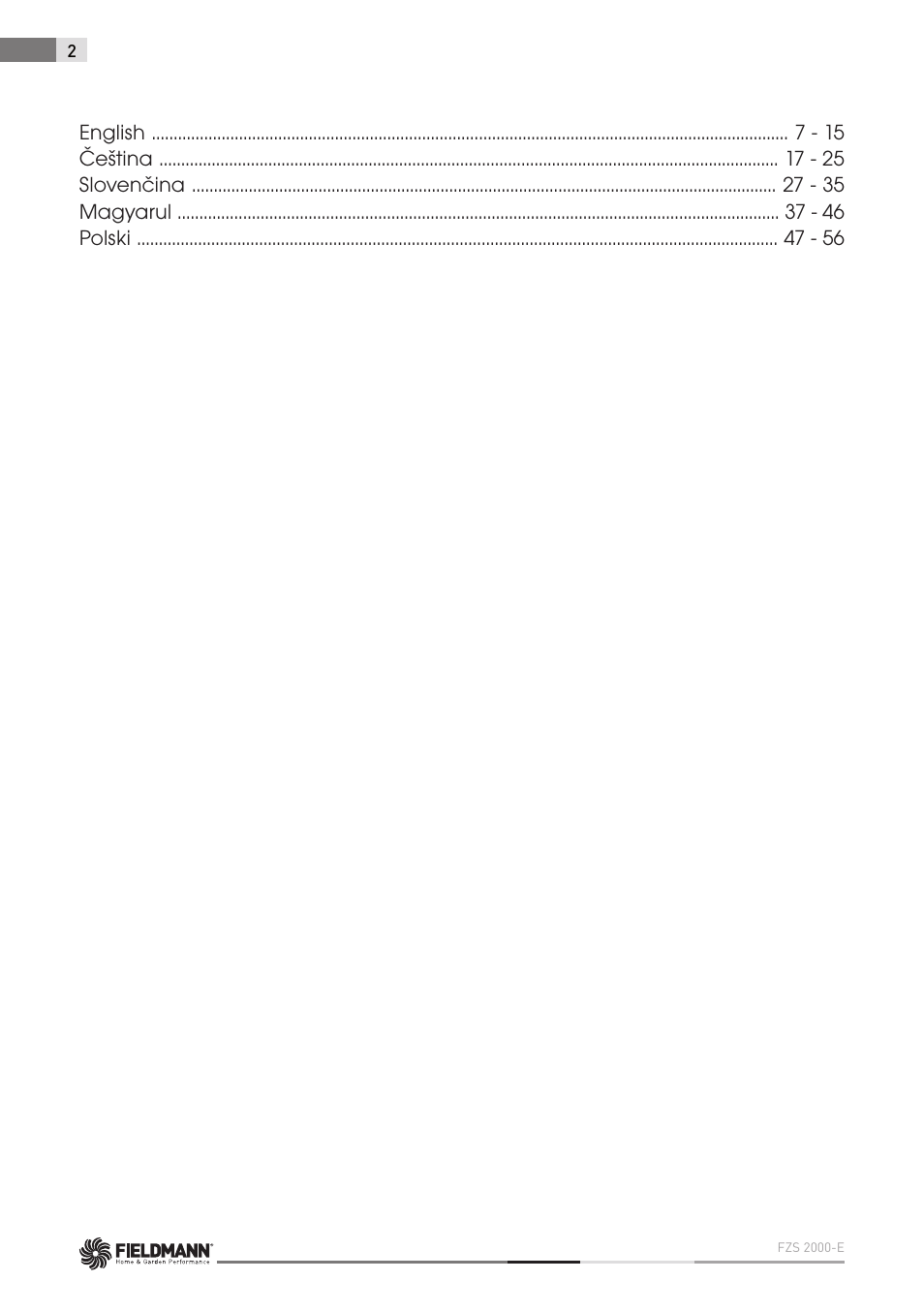 Fieldmann FZS 2000-E User Manual | Page 2 / 60