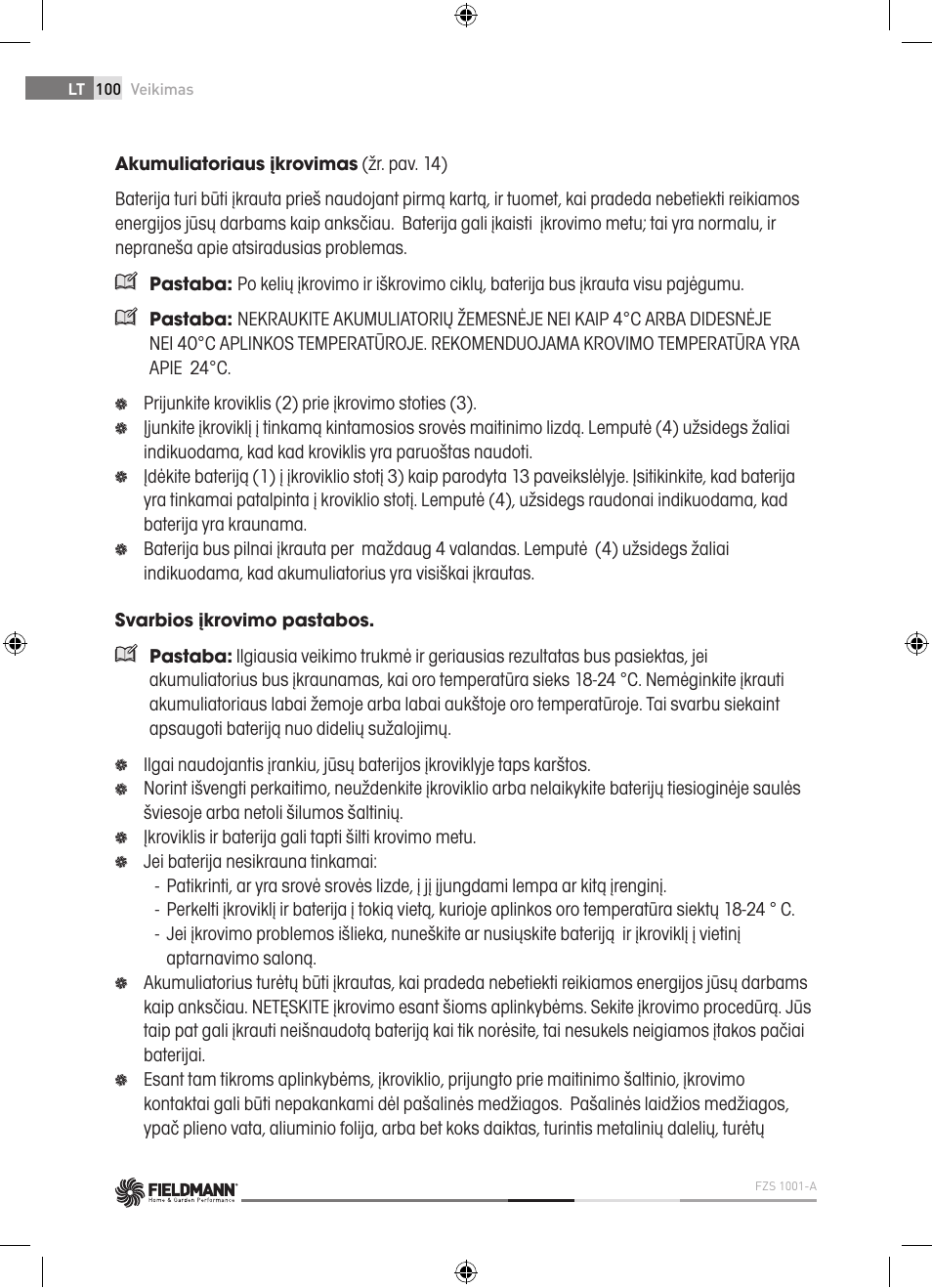 Fieldmann FZS 1001-A User Manual | Page 100 / 104