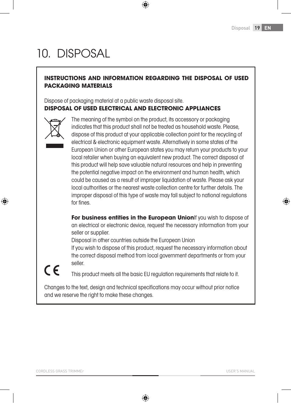 Disposal | Fieldmann FZS 1001-A User Manual | Page 19 / 104