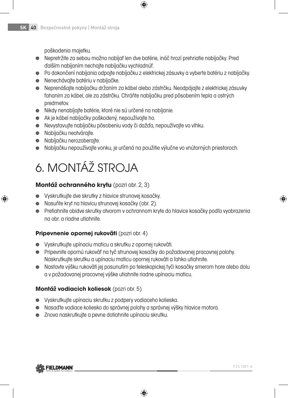 Montáž stroja | Fieldmann FZS 1001-A User Manual | Page 40 / 104