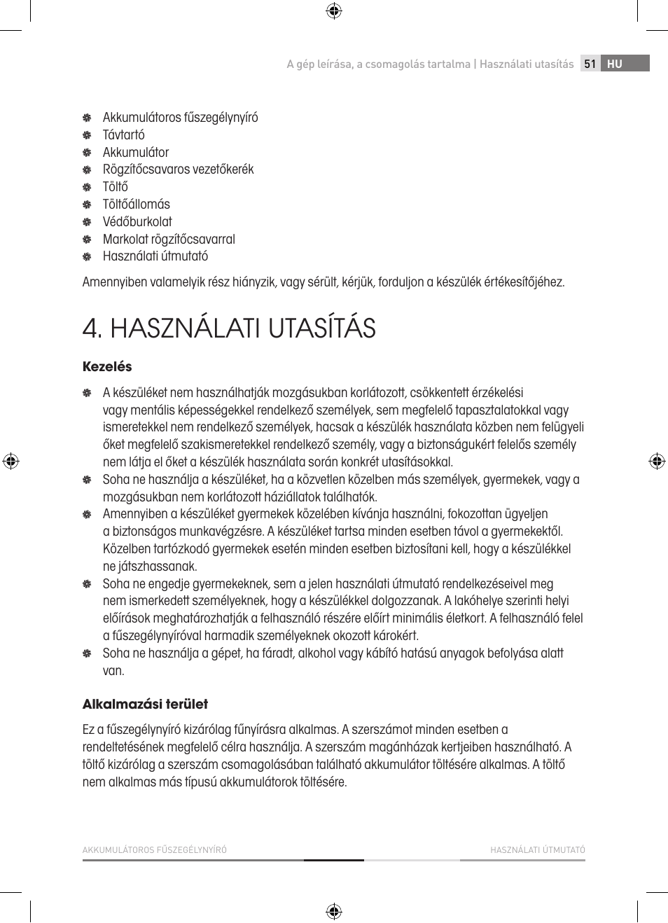 Használati utasítás | Fieldmann FZS 1001-A User Manual | Page 51 / 104